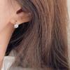 Luxury Zircon Sterling Silver Hoop Earrings Light Luxury Style Geometric Shape Diamond-Studded Women's Minimalist Design