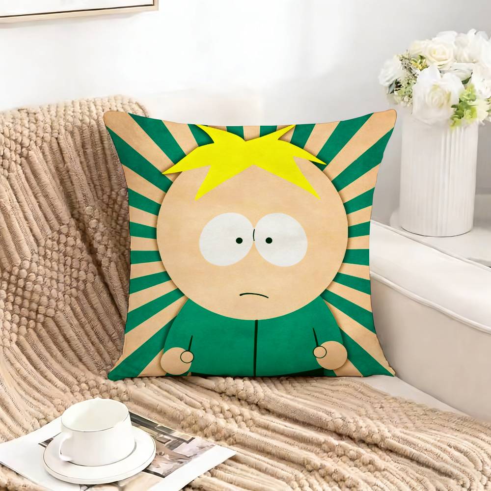 SSouth Cartoon PParksp Pillow Case Square DoubleSided Sofa Cushion Cover Bedroom Bedside Pillow