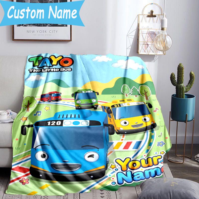 Custom Name Mateo Little Bus Blanket Flannel Blanket for Camping, Hiking, Garden Parties, Picnic Essentials,gift for family and friend