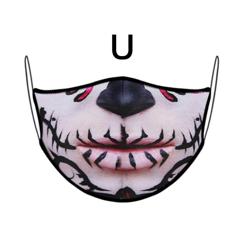 12 цветов Хэллоуин 3D печатная маска многоразовая рот-муфель Экологическая мода Спорт на открытом воздухе
