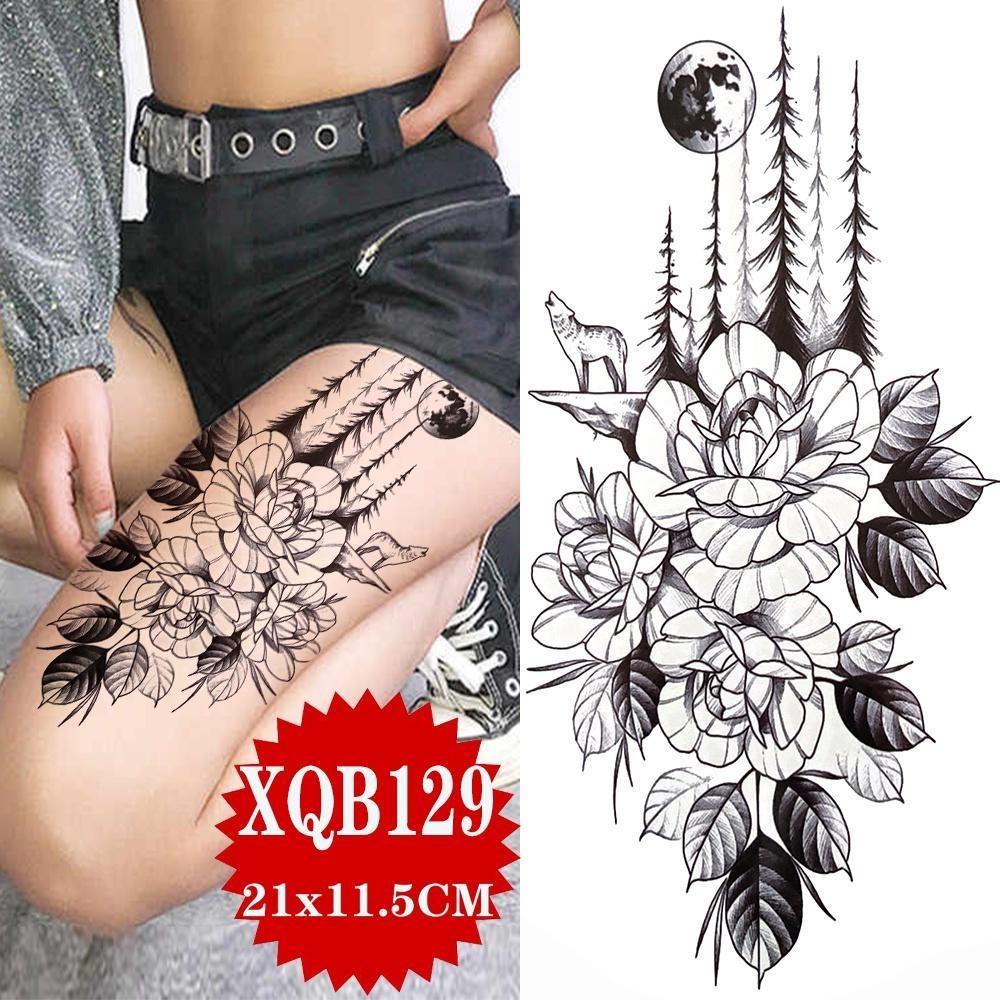1PCS Sexy Flower Waterproof Temporary Tattoo Sticker Chest Rose Glitter Tattoo Body Art Arm Fake Flower Tattoo Woman
