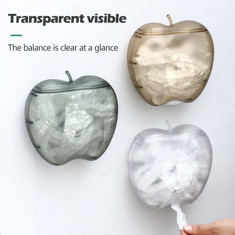 Apple Shape Disposable Food Cover Storage Box Wall-mounted Plastic Wrap Elastic Fresh Keeping Bag Organizer Kitchen Containers