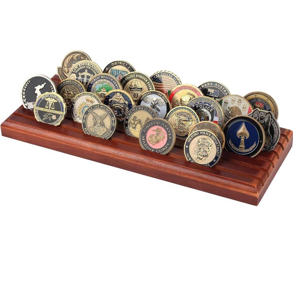 Wooden Coin Display Stand 13 X 5 In Collectible Coin Holder New Challenge Coin Display