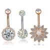 3Pcs/Set Stainless Steel Opal Belly Button Rings Navel Piercing Jewelry