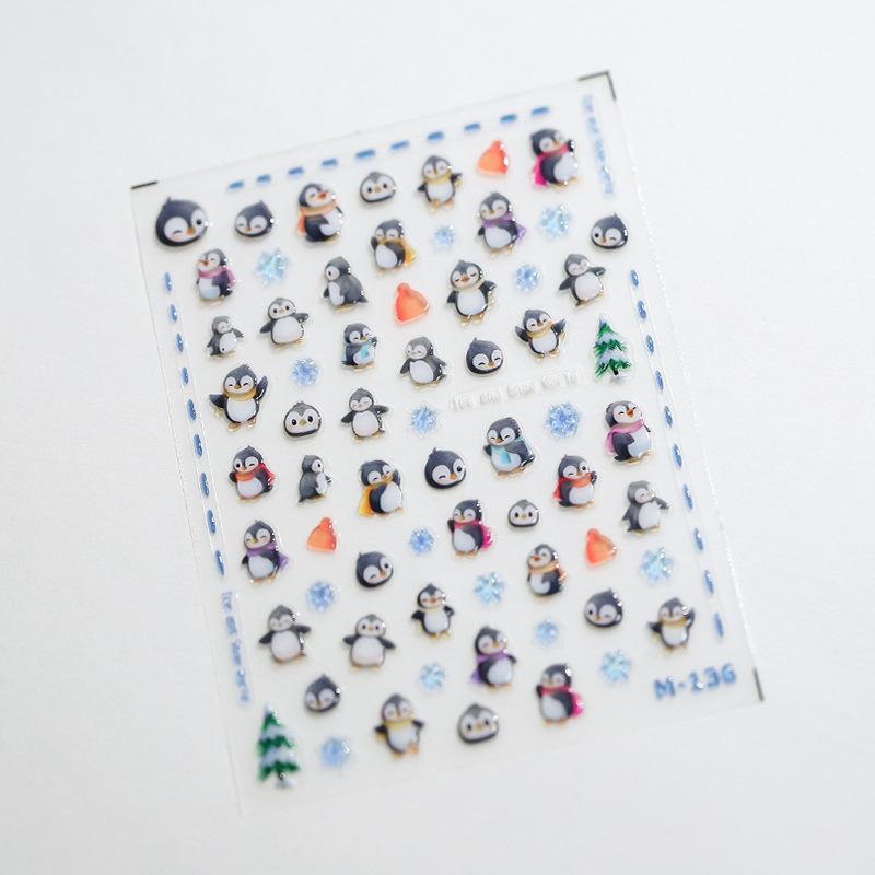 1pcs 5D Rabbit Nail Stickers Cartoon Pink Blue Flower Adhesive Nail Art Decorations Decals Slider DIY