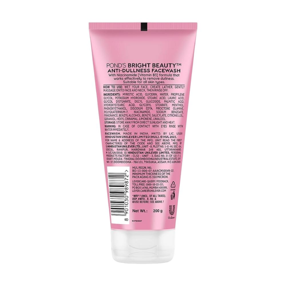 POND'S Гель для умывания Bright Beauty 200 г Для тусклой кожи, для сияющего цвета лица, с ниацинамидом, глубокое очищение, уход за кожей против загрязнений