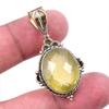 Natural Lemon Quartz 925 Solid Sterling Silver TwoTone Gift Pendant 1.50" P7s15