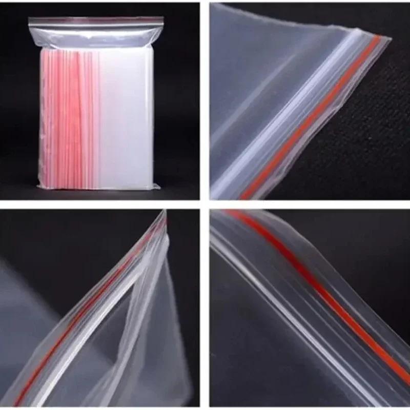 100-300Pcs Thicken Zipper Sealed Bags Clear Plastic Storage Bag for Small Jewelry Food Packing Reclosable Ziplock Sealing Bags