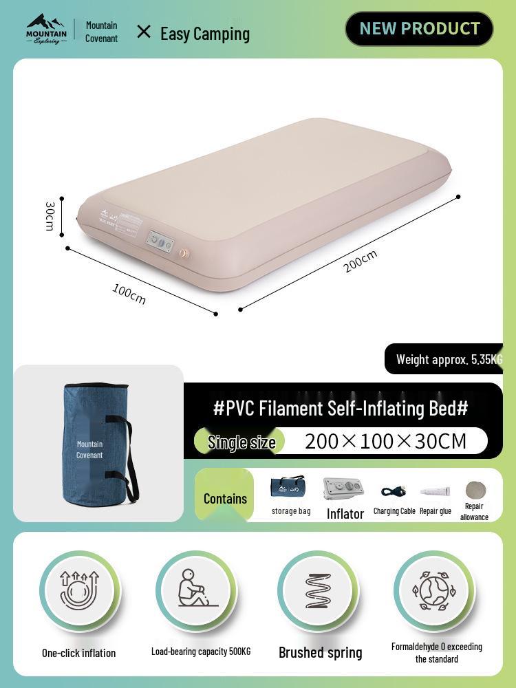 Mountain Inflatable Camping Mattress – Automatic Airbed for Outdoor & Home Use