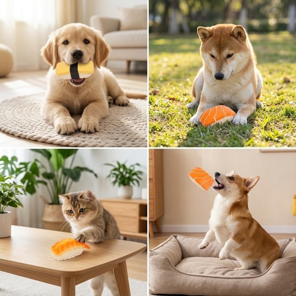 3Pcs Sushi Shaped Salmon Sushi Dog Toy Simulation Pet Snack Toy  Outdoor Bite Training