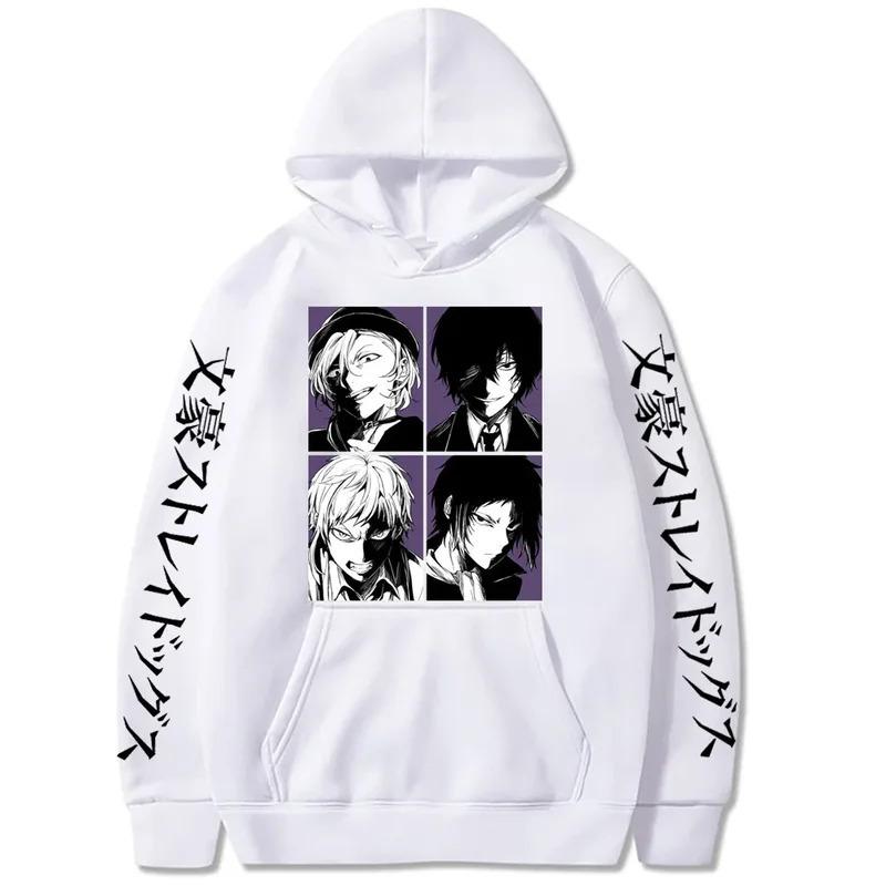 Худи Bungou Stray Dogs Японская Анимация Винтажный Унисекс Пуловер Мужской Винтажный Графический Худи Топы Одежда Оверсайз