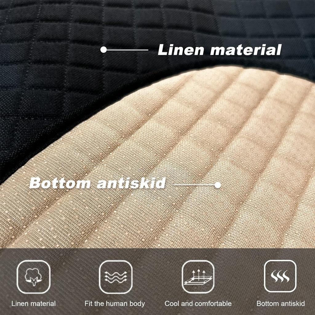 SEAMETAL Flax Car Seat Cover Four Seasons Front Linen Fabric Cushion Breathable Seat Protector Mat Pad