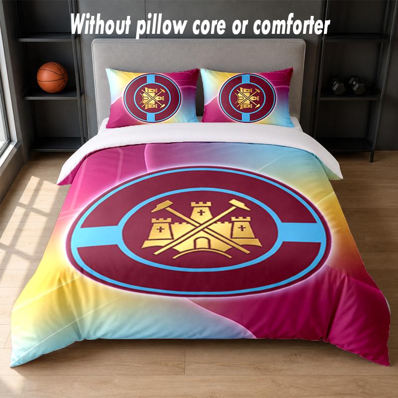 Футбольный Дизайн West Ham United Комплект Постельного Белья 1 Пододеяльник + 2 Наволочки Мягкое Дышащее Домашнее Постельное Белье