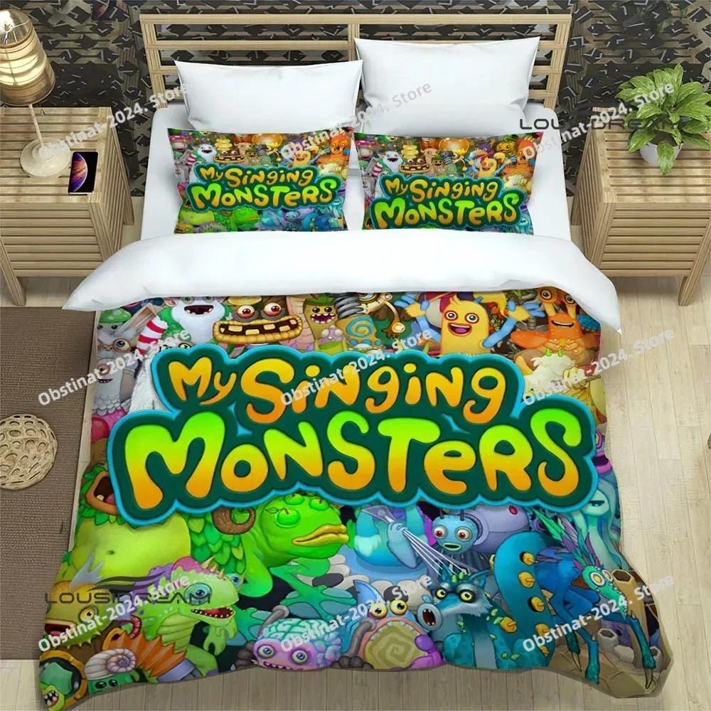 Игровой постельный комплект My Singing Monsters С принтом Одеяло Покрывало Пододеяльник Наволочка 3 предмета Детский и Взрослый Размеры