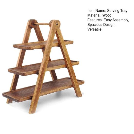 Деревянный 3-х уровневый поднос для кексов, простая сборка, деревянное блюдо для фермерского дома, легкий декоративный поднос для вечеринок и дома