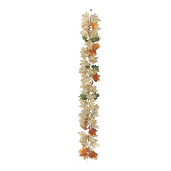 Artificial Maple Leaf Garland 5.7Ft Pumpkin Maple Leaves Vine Thanksgiving Fall Garland for Mantel Table Autumn Party Wedding Decoration