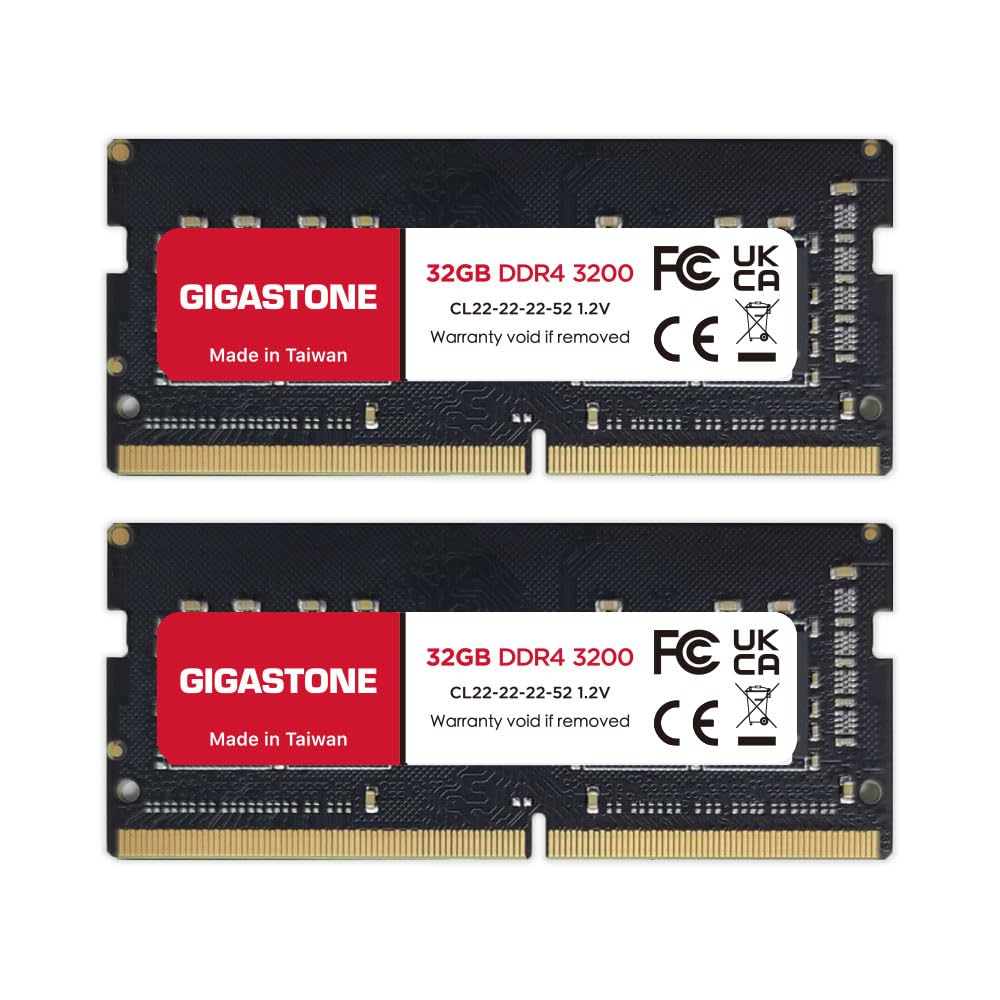 GIGASTONE 32GB x 2 DDR4 3200MHz or CL22 SODIMM Unbuffered Laptop Memory Module Upgrade (64GB Kit) (2933MHz 2666MHz) PC4-25600 (PC4-23400/21300) 1.2V