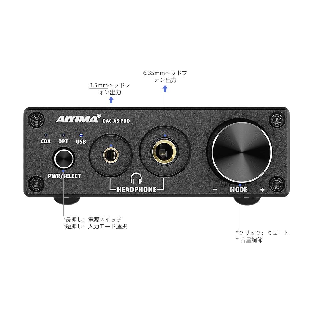 AIYIMA DAC-A5 PRO USB Headphone Amplifier Black