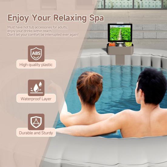 Регулируемый столик-поднос для джакузи с подстаканником, подставкой для телефона для большинства надувных бассейнов, спа, основные аксессуары для джакузи для взрослых
