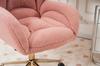 005 Full KD Teddy Fabric Material Height-Adjustable Swivel Chair for Indoor Home Office with Golden Legs, Pink