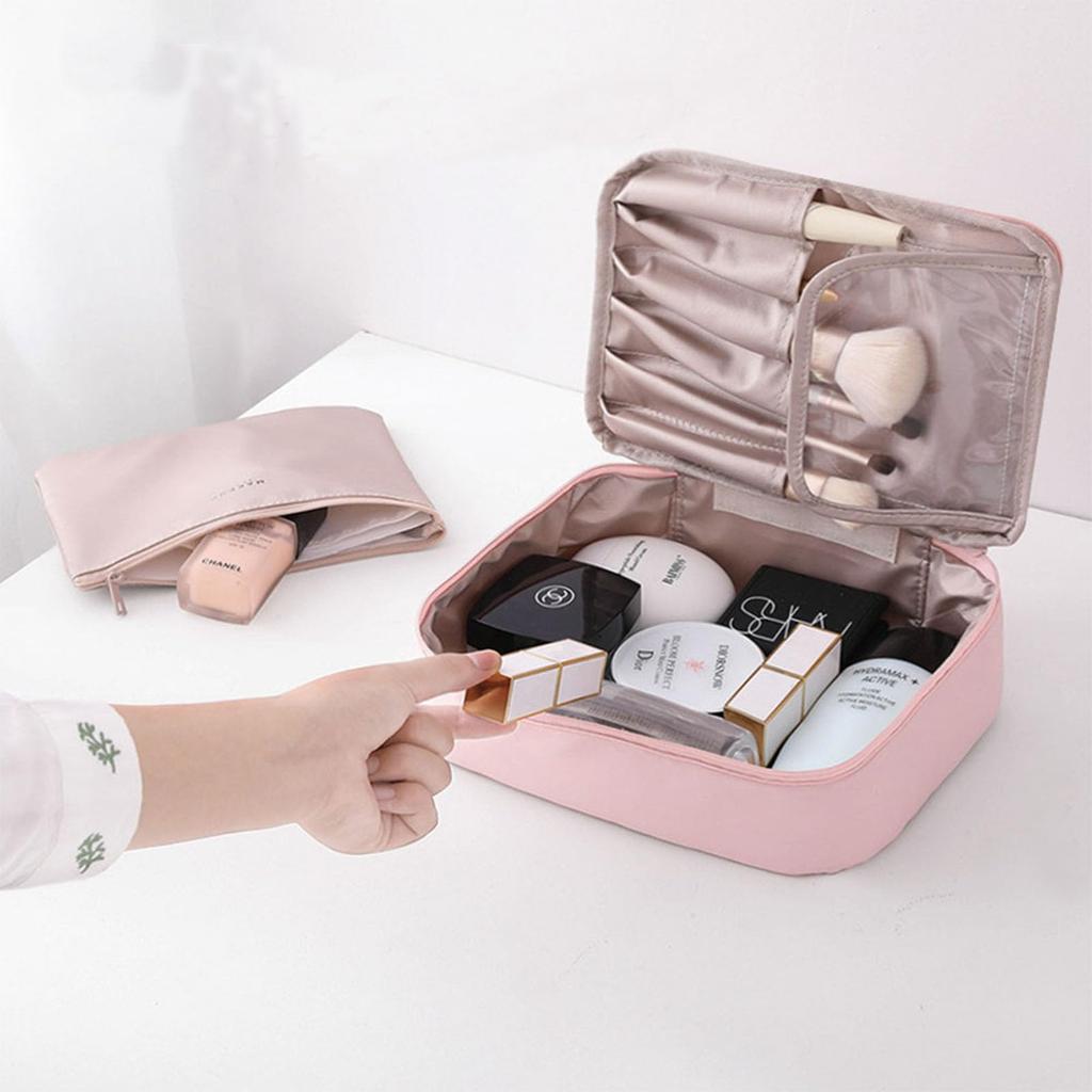 Brotevity Makeup Scandinavian Large Waterproof Vanity Pouch for Perfect for Business and Pink Pouch, Simplicity, Capacity, Fabric, Stain-Resistant,