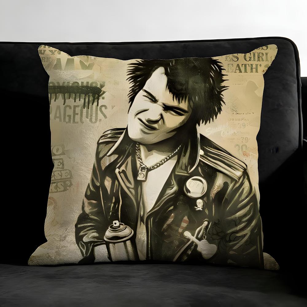 Подушка с принтом группы S-Sex Pistols Наволочка Ультрамягкая Кожаная Ткань Облачный Комфорт и Скрытая Молния