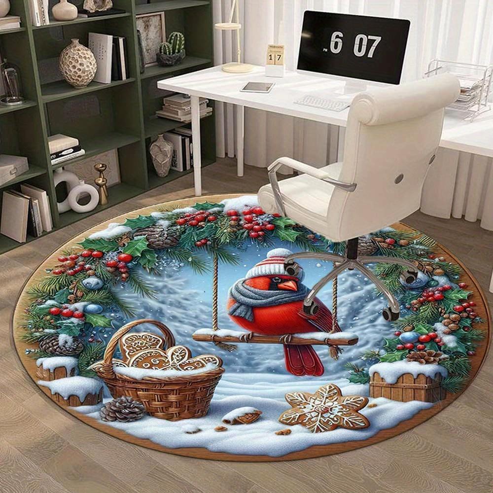 1 Piece Christmas Decoration Black Pink Santa Claus Round Rug Suitable For Office Bedroom And Kitchen Home Decoration Christmas Decoration Gifts For