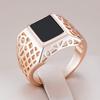 Простое квадратное глянцевое большое кольцо для мужчин и женщин, модное, цвет розового золота, аксессуары с черным камнем, повседневные изысканные украшения