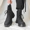 Fashion New Fashionable British Style Thick Sole Mid Top Boots for Men's Lace Up Boots Classic Black High Top Comfortable Outdoor Shoes