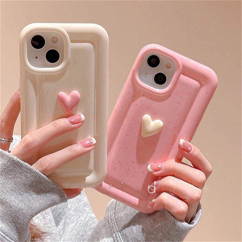 Корейский милый чехол для телефона с 3d сердечком ярких цветов для Iphone 14 13 12 11 Pro Max, однотонный противоударный мягкий чехол Funda