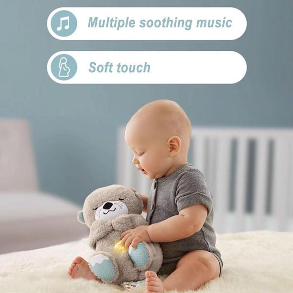 Детская звуковая машина для сна, музыкальная игрушка для новорожденных, портативная плюшевая детская игрушка с сенсорными деталями, музыкальная подсветка и ритмичное дыхание