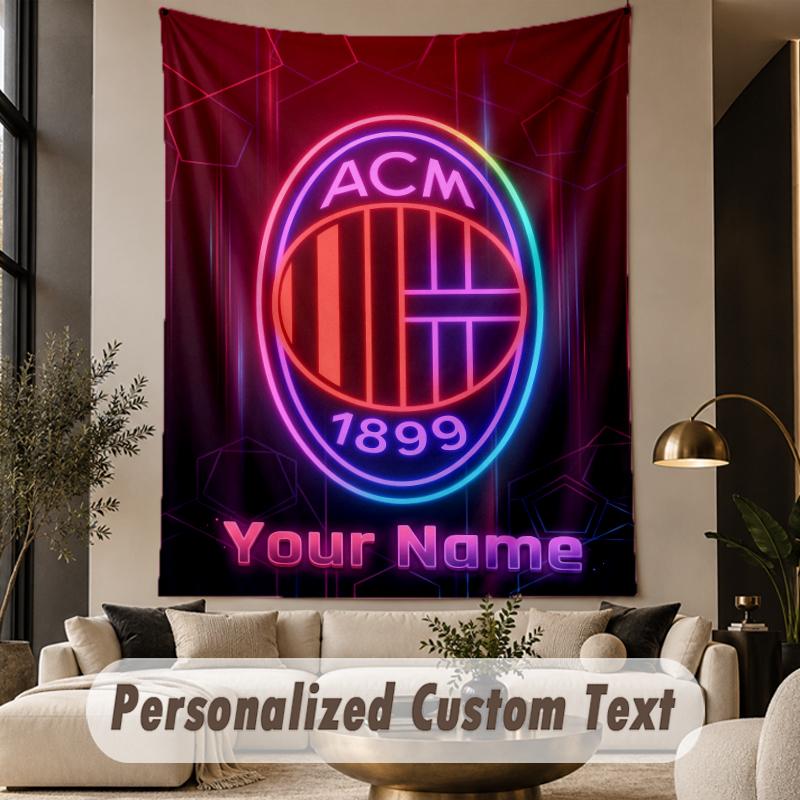 Custom Text Tapestry AC Milan Print Wall Tapestry Indoor Living Room Wall Decor