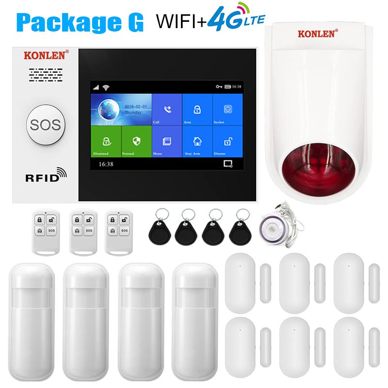 Tuya Smart Alarm System Security Home WIFI 4G GSM Touch Screen Panel Hub Wireless Kit with Camera Solar Siren Motion Door Sensor