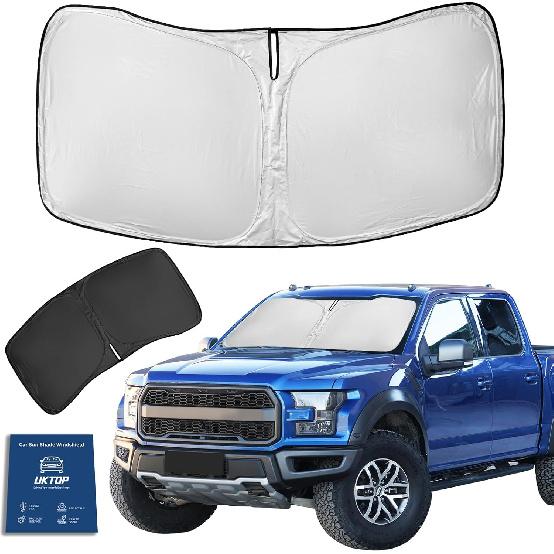 Для Ford F150 F-150 F250 F350 F450 2015- Солнцезащитная шторка Защитная шторка на лобовое стекло - 4-слойная шторка для переднего окна 240T Выдвижной солнцезащитный козырек Блокирует УФ-лучи