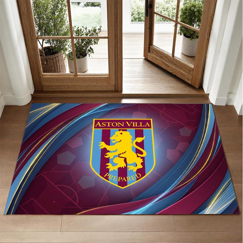 Aston Villa Football Design Crystal Velvet Rug Soft Decorative Mat for Bedroom Entrance