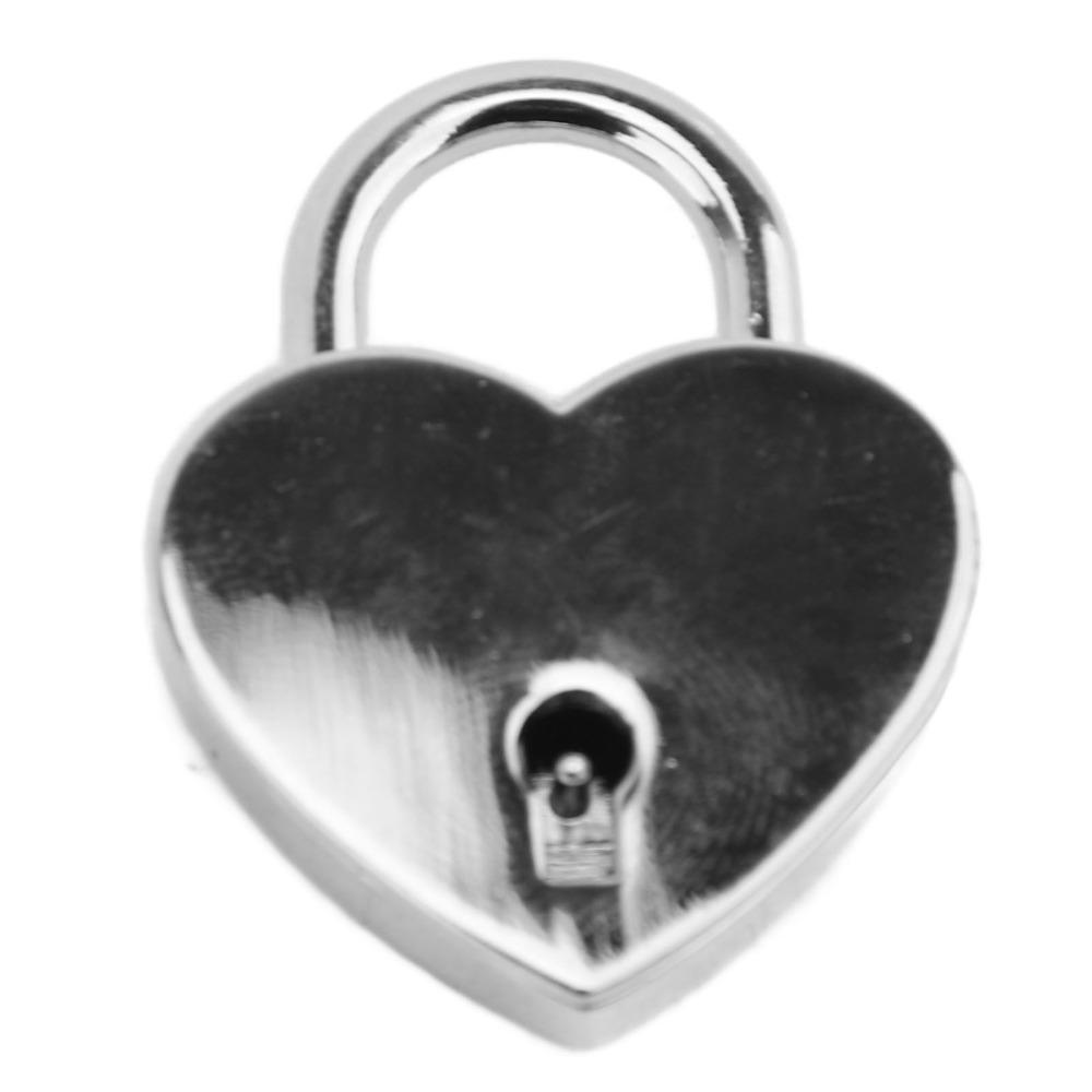 4sets 1.5 x 1.2 Inch Heart Shaped Padlock Silver Decorative Love Lock Diary Lock For Handbag