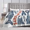 Retro Sardines Plush Blanket Girls Boys Flannel Throw Blanket For Couch Chair Sofa Super Soft Custom Quality Bedspread Gift