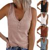 Summer Women's Vest Breasted Knitted Vest Solid Color V-neck Sleeveless Top