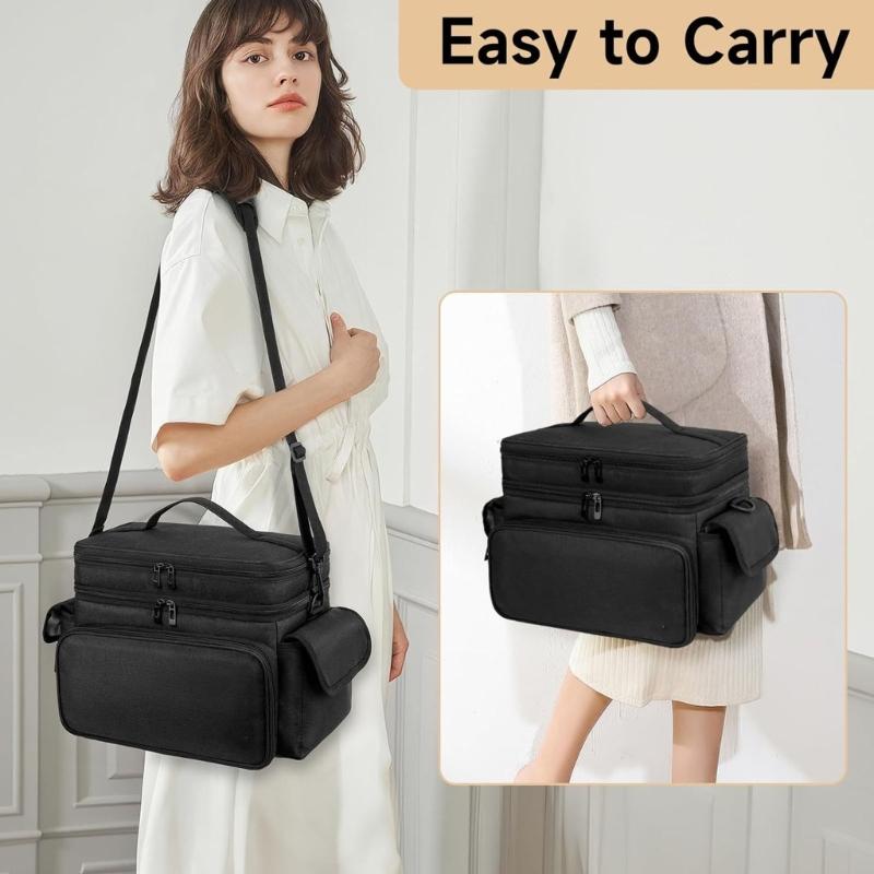 Двухслойный ящик для хранения швейных принадлежностей, водонепроницаемый, износостойкий тканевый органайзер для рукоделия с плечевыми ремнями