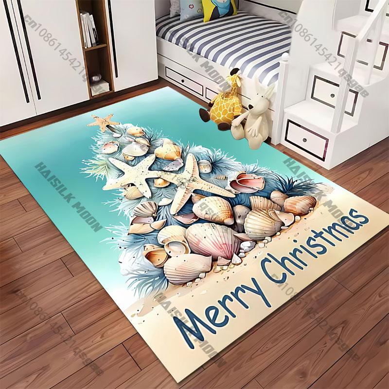 Christmas tree with seashells carpet Yoga living room room decor children's crawling mat doormat area rug games mat