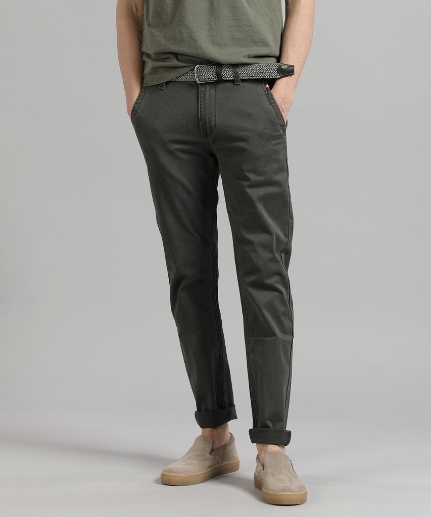 PANICALE Charcoal Embroidered Point Cotton Pants (Type B)