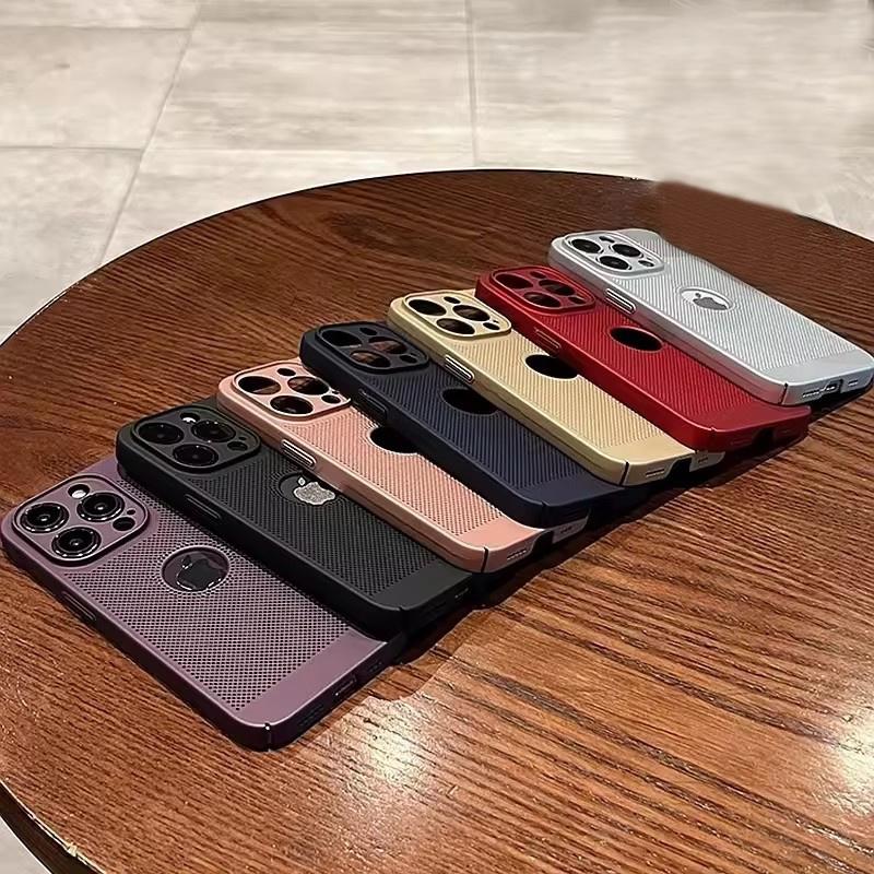 Роскошный чехол для телефона с теплоотводом для iPhone 11 12 13 14 15 Pro Max Plus X XS Max XR Hollow Ultra Thin Single Color Cover