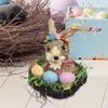 Woven Easter Bunny Basket Rabbit Figurines Desktop Decoration Eggs Candy for Outside