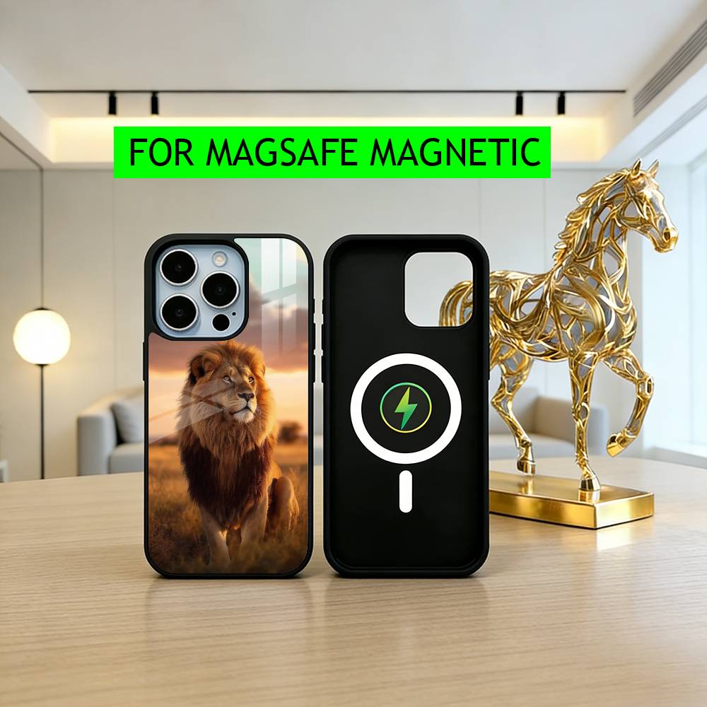 Чехол для телефона L-Lion с узором P для iPhone 17, 16, 15, 14, 13, 12, 11 Plus, Pro, магнитный с беспроводной зарядкой Magsafe