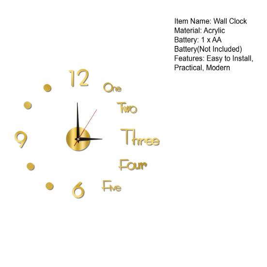 3D DIY Wall Clock Simple Installation Battery-Powered Quiet Modern Nordic Wall Clock for Living Room Bedroom
