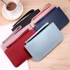 Women's Long Wallet PU Leather Zipper Soild Color Large Capacity Card Holder Bag