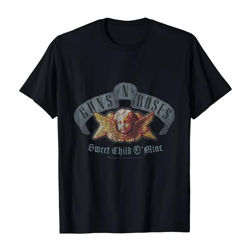 2025 Новые Guns N 'Roses Рок Панк Американский Оверсайз Хай Стрит Мужская и Женская Летняя Хлопковая Американская Удобная Футболка