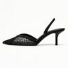 Fashion Mesh Woven Heeled Sandals Women Sexy Pointed Toe Back Strap Thin High Heels Comfortable Elegant Designer Shoes for Women Pumps