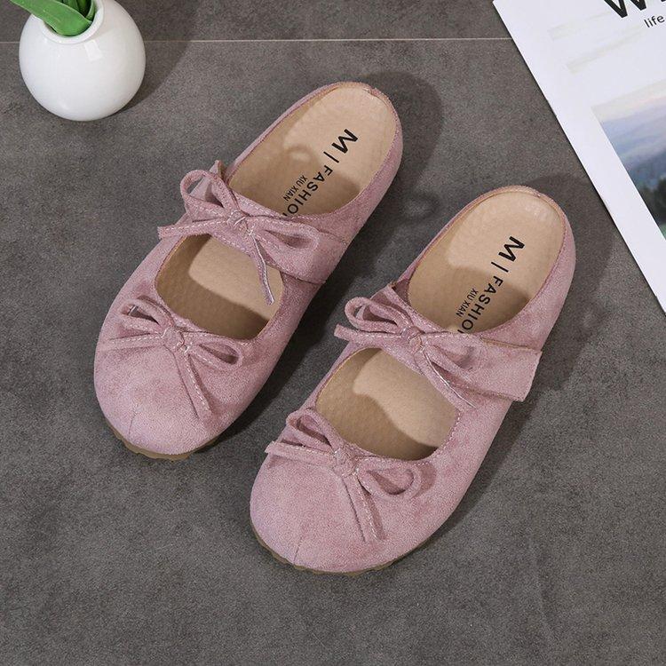 French Retro Mary Jane Shoes Women's 2025 New Light Mouth Round Head Sweet Bow Flat Bottom Gentle Wind Half Tray Shoes