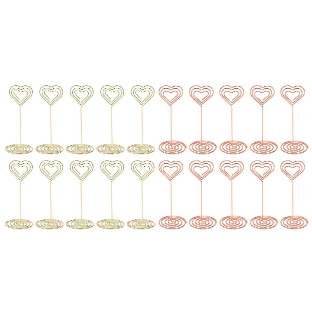 10 шт., многослойные подставки для номеров столов в форме сердца, устойчивое основание, гальванизированный металлический держатель для карточек 